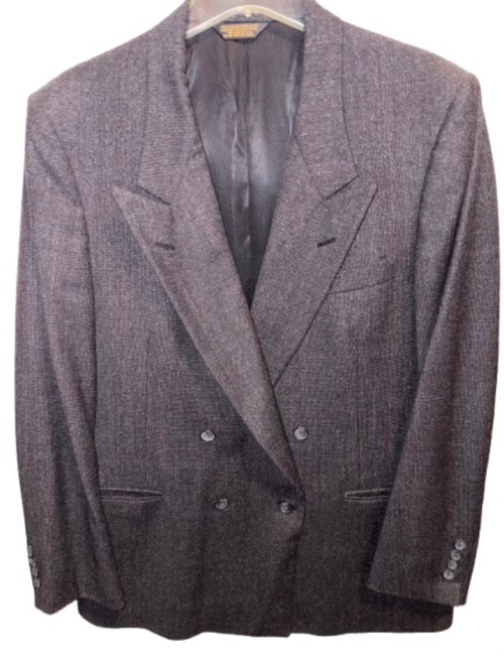 Nino Cerruti Rue Royale Men's Double-Breasted Charcoal Gray Wool Blazer 44R